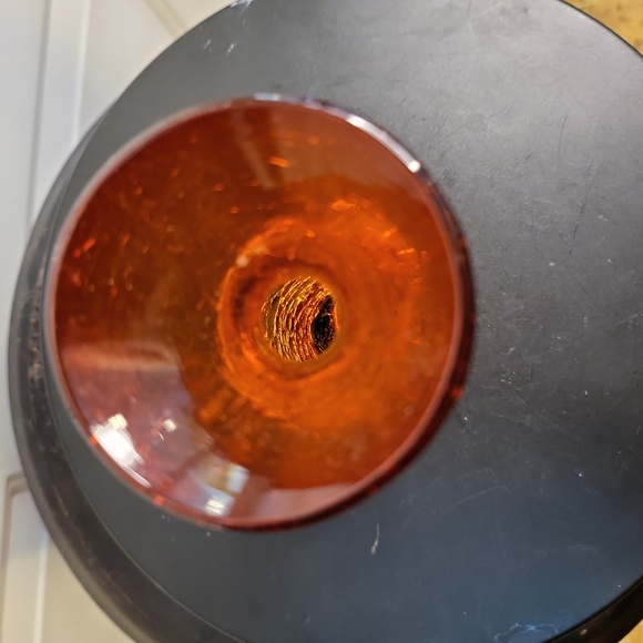 Blenko Crackle Amber Vase with Applied Leaf 5.25" - Picture 6 of 12